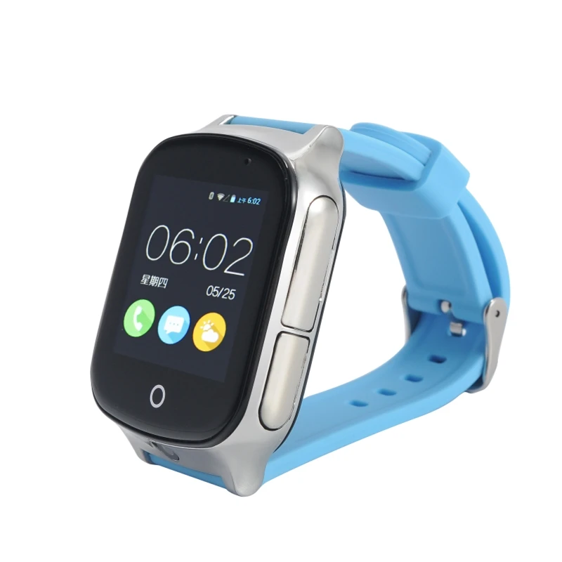 Пожилых трекер smart watch 3g gps фунтов WI-FI позиционирования SOS Камера Bluetooth подсчет шагов детей Смарт-часы A19 - Цвет: Синий