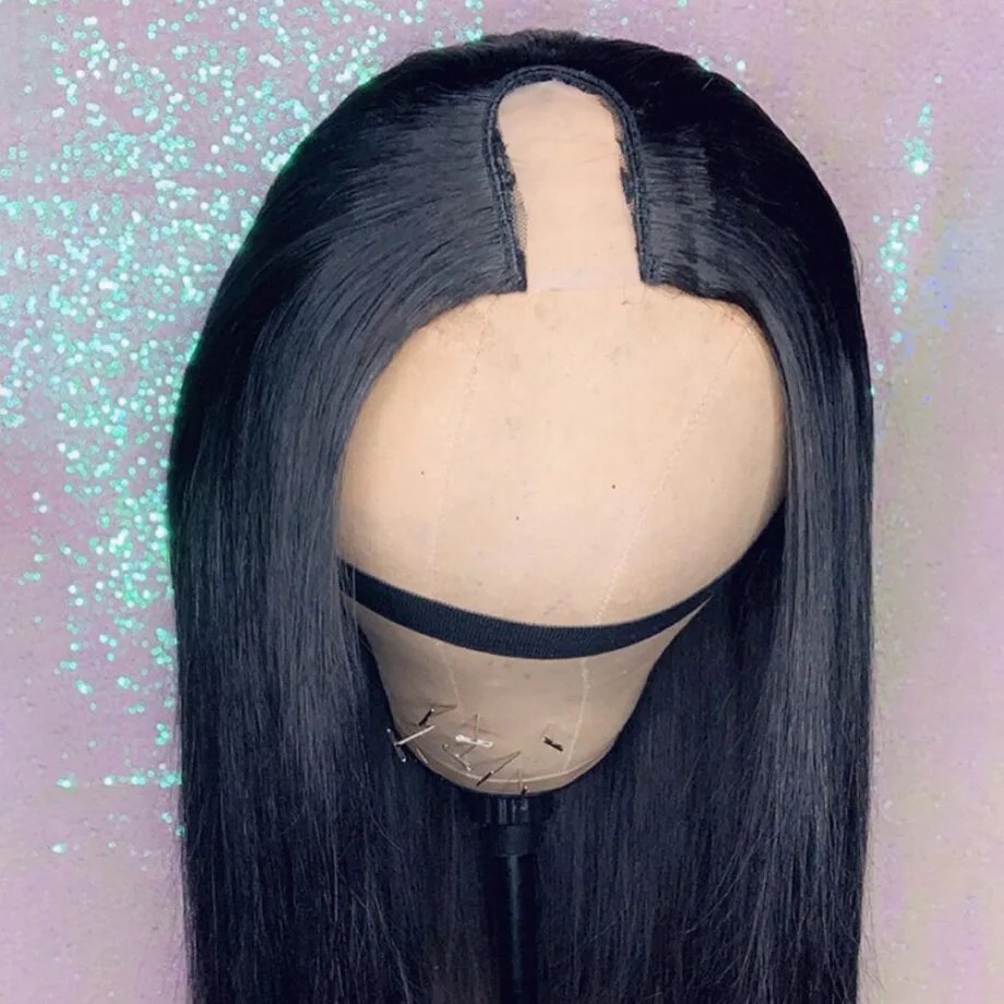 U-часть парик прямые короткие парики длинные 8 дюймов-30 дюймов для черных женщин предварительно выщипанные отбеленные узлы бразильские remy человеческие волосы парики