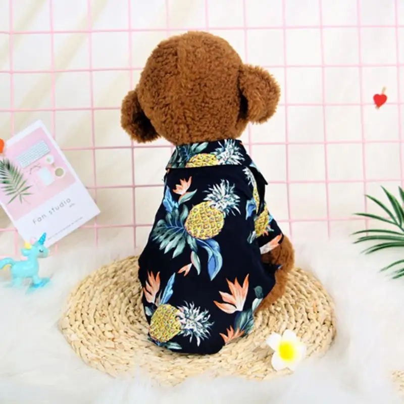 

Spring Summer Printed Hawaiian Style Dog Cat Shirts Soft Cotton Pet Clothes