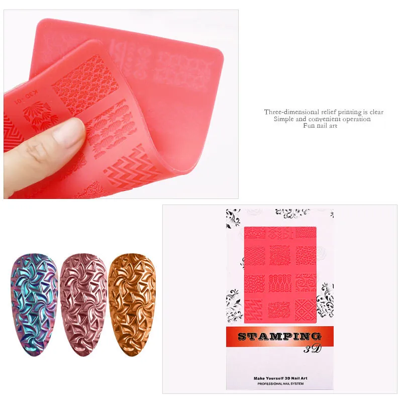 3D Relief Decorating Manicure Tool Nail Art Stamp Printing Template Silicone Mold Environment-Friendly | Красота и здоровье