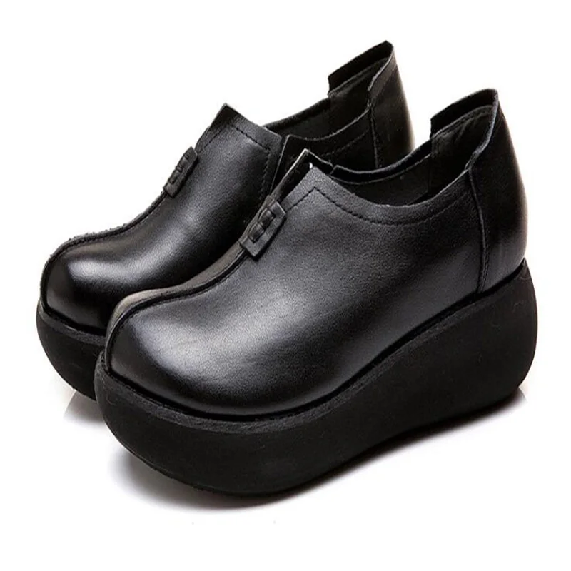 

Genuine Leather Woman Shoes 2019 Spring and summer new style Vintage handmade shoes Flat Platform Casual simplicity