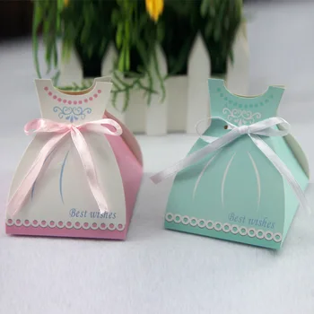 

50/100Pcs Wedding Dress Candy Box Gift Birthday Party Favors Package Paper Box Dragee Bonbonniere Baby Shower Chocolate Bag