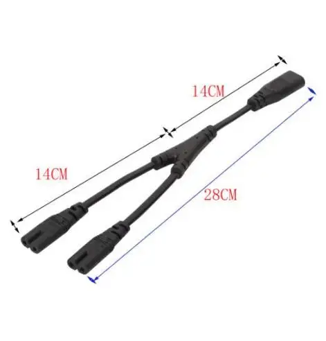 IEC 320 C8 Male to 2 x C7 Female Y-Split Power Cable, 28CM, C8 Male to C7 Female Extension Cord Description Image.This Product Can Be Found With The Tag Names Computer Cables Connecting, Computer Peripherals, PC Hardware Cables Adapters