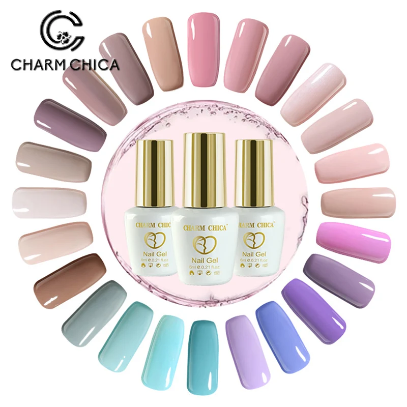 

CHARM CHICA 6ml Nail Gel Polish UV Soak Off Pink Nude Series Gel Varnish Hot Sale Color Vernis Semi Permanant Nail Art 0819