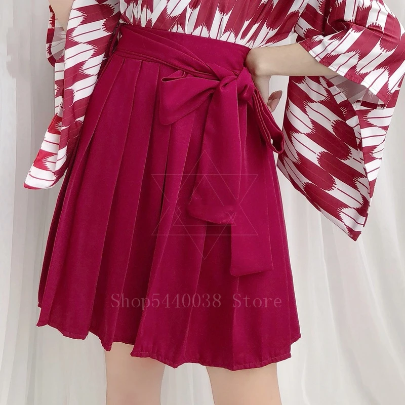 Red Short Skirt Японское традиционное модное кимоно платье для женщин с флагом кальмара Haori Ретро восточные вечерние фотографии костюм - Цвет: Red Short Skirt