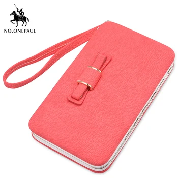 

NO.ONEPAUL 2020 New Korean version of the women's wallet long mobile phone bag bow lunch box female bag tide