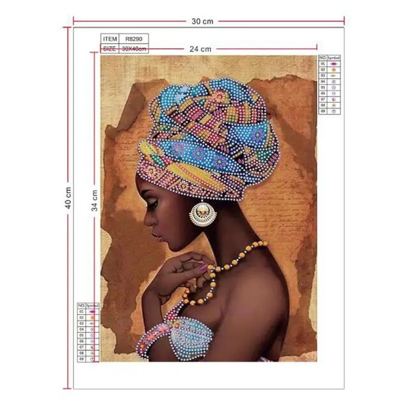 African Woman 5D Special Shaped Diamond Painting Embroidery Needlework Rhinestone Crystal Cross Craft Stitch Kit DIY Q6PE