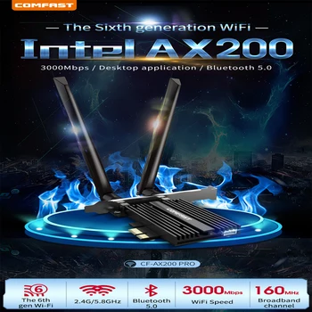 

Wireless Dual Band 3000Mbps WiFi 6 Intel AX200 PRO PCIE Bluetooth 5.0 Wifi Network Card AX200NGW 2.4G/5G 802.11 AX