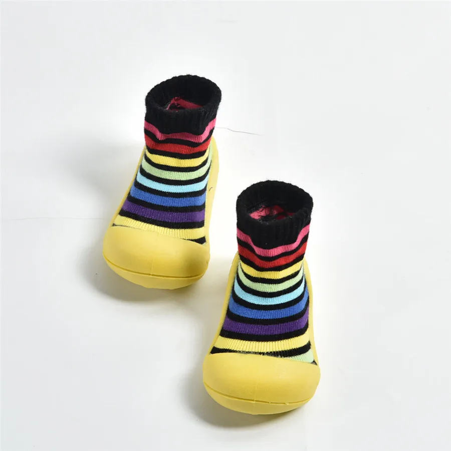Baby shoes newborn kids non-slip socks baby shoes  soft rubber soles baby shoes girls rainbow stripes toddler boys shoes 35A15 (18)