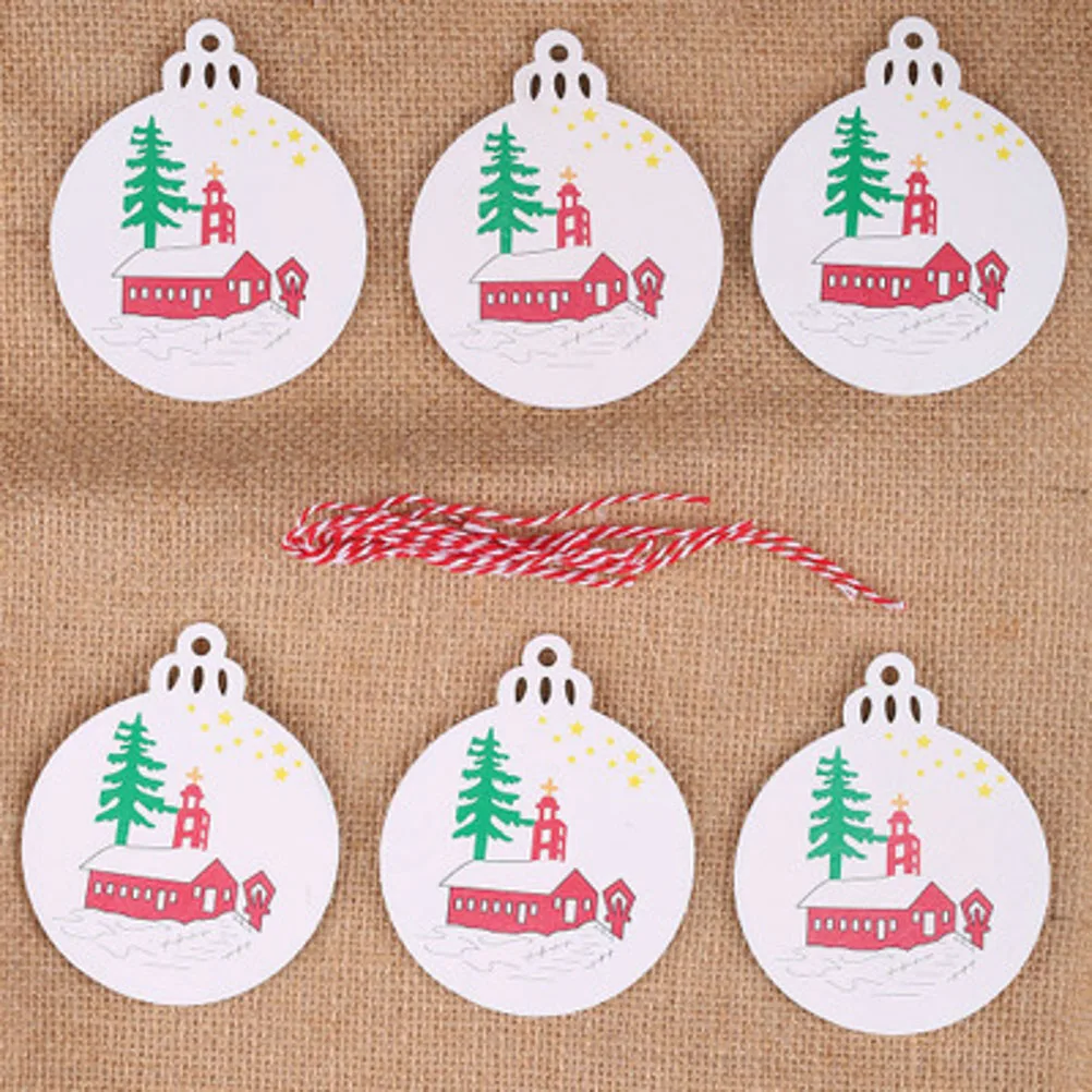 6 шт. Рождественская тема Дом шаблон Висячие Подвески деревянные подвесные украшения резьба по дереву ремесло