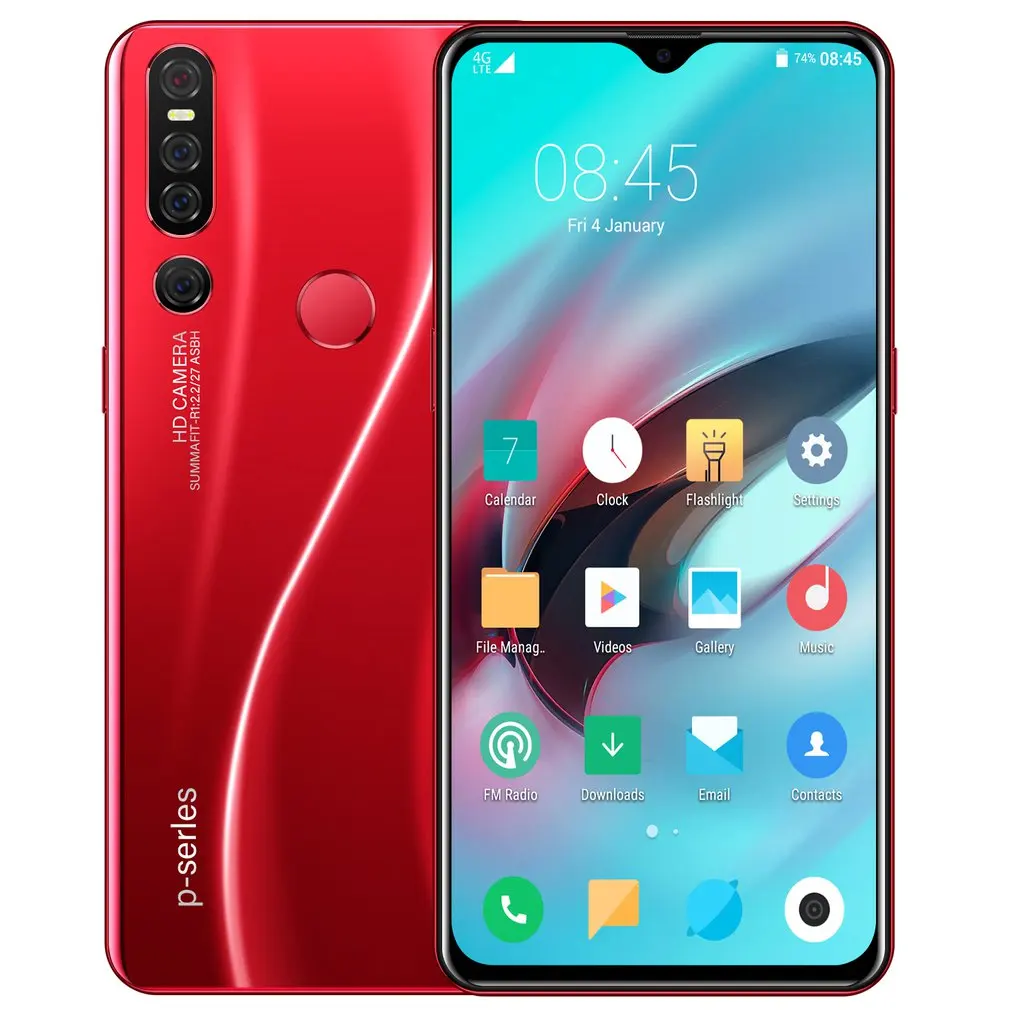

32Gb Mobile Phone Android 6.3 Inch Waterdrop Display Triple Camera Fingerprint Face Id Smartphone