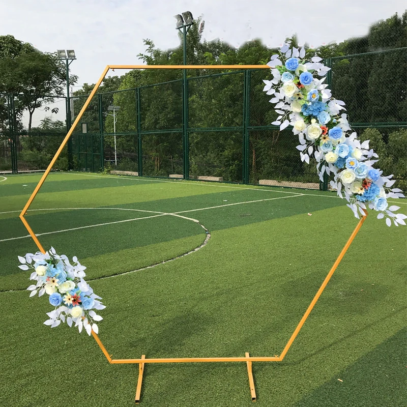 

Wedding Arch Background Hexagonal Wrought Iron Shelf Decorative Props DIY Round Party Background Shelf Flower with Framer