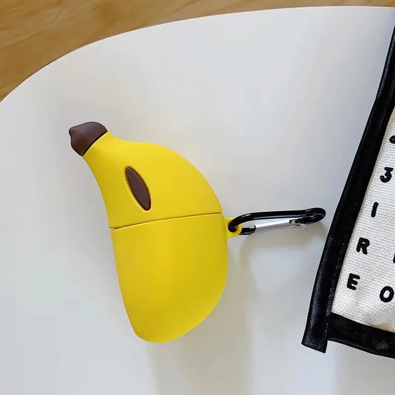 Banana 3D мягкий силиконовый беспроводной чехол для наушников с фруктами и бананами для AirPod, чехол для зарядки Apple Airpods, чехол, милый чехол - Цвет: Banana