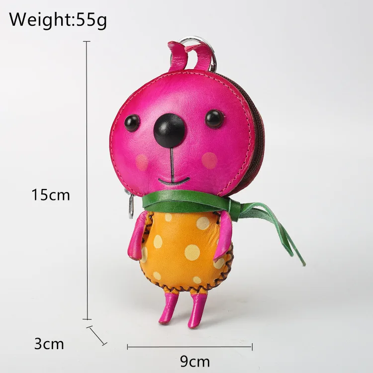

Handmade Genuine Leather Purse Cartoon Coin Bag Creative shu gao pi Wallet Cute Scarf Rabbit Bag Key