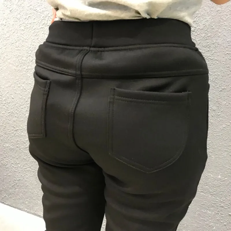 Женские осенне-зимние длинные плотные брюки размера плюс 9XL 8XL 7XL, женские черные брюки с высокой талией, женские бархатные теплые штаны