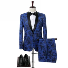 Пальто+ брюки) двубортный костюм для мужчин Terno Masculino Мужские костюмы смокинг для выпускного вечерние костюмы цветочный свадебный костюм жениха