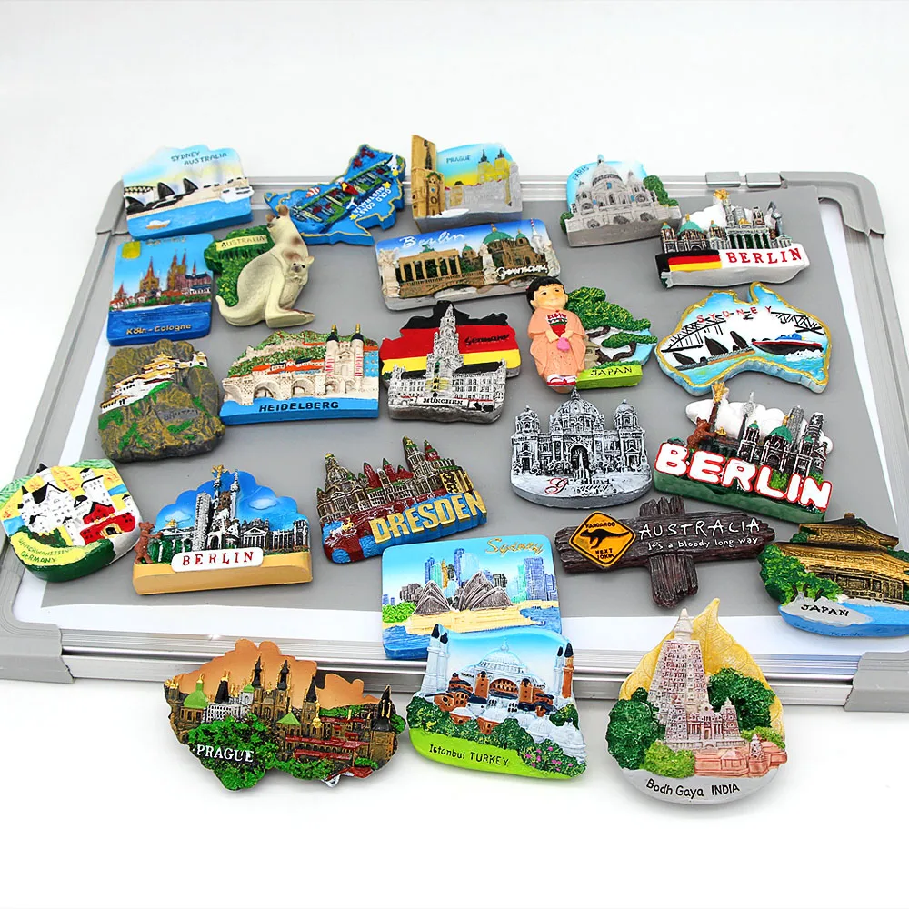 Magnetic 3d refrigerator sticker world tour fridge magnets Bhutan Japan Germany Turkey Australia travel souvenir collection gift