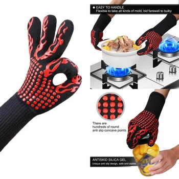 

Heat Resistant Thick Silicone Cooking Baking Barbecue Oven Gloves BBQ Grill Mittens Dish Washing Gloves Kitchen Single glove