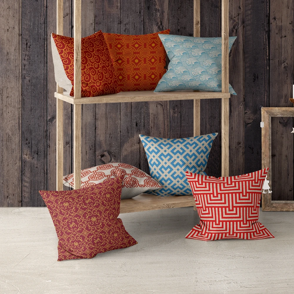 

Retro High Quality Ethnic Geometry Cushion Cover Throw Pillow Cutton Linen Car Sofa Bed Home Decor Textile Printed Pillowcase