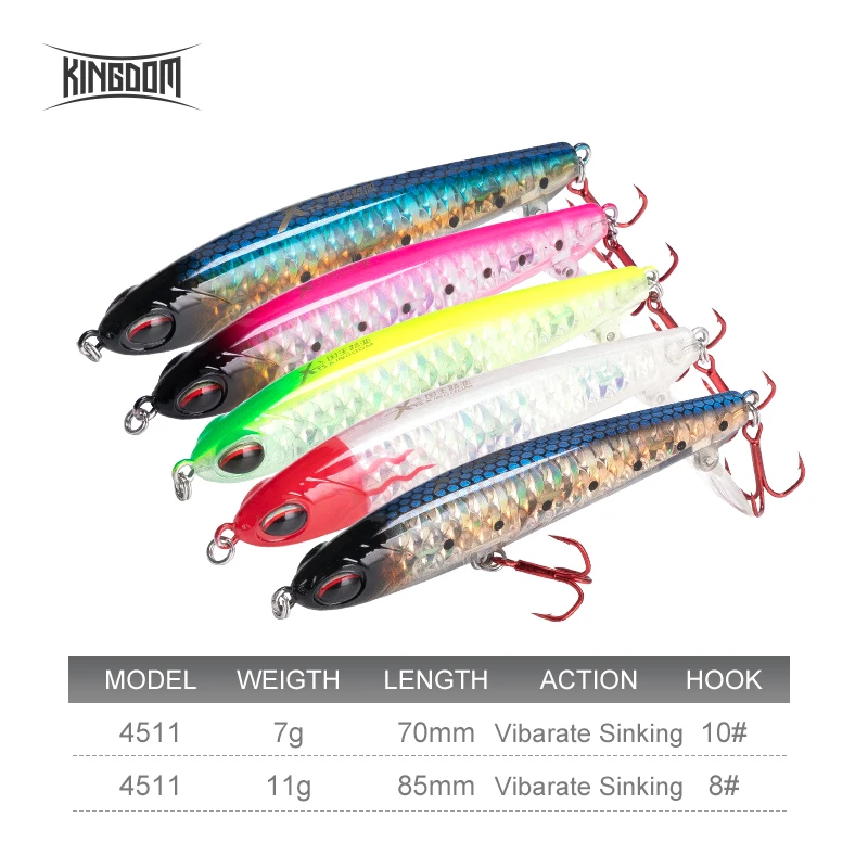 Королевство рыболовная приманка карандаш Swimbait воблеры 70 мм 7 г/85 мм 11 г искусственная жесткая приманка губы назад крепкие крючки модель 4511