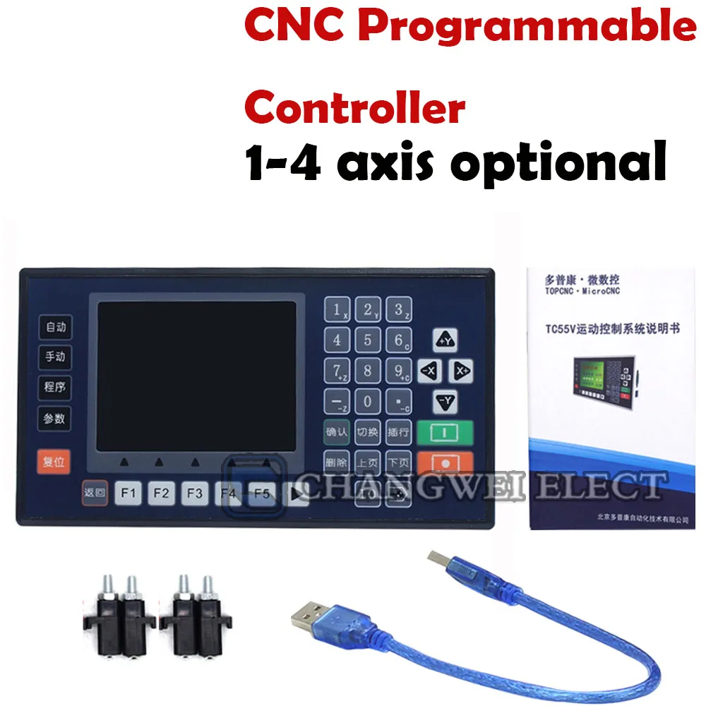3.5inch X-Y-Z-C 4 Axis Color LCD CNC Motion Controller RS485 I/O PLC Extension 