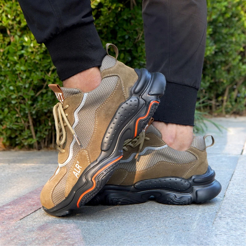 Zapatos de seguridad ligeros para hombre, de trabajo con puntera de acero, antiperforación, cómodas, con protección aislante|Calzado de seguridad| - AliExpress