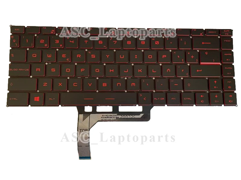 Teclado Espanhol Español Teclado para Msi Gf63 Gf63 8rc Gf63 8rd Portátil com Impressão Vermelha Retroiluminado Vermelho Novo