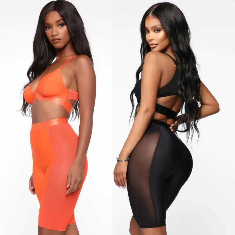 Fashion Women Biker Shorts Workout Skinny Thigh Trousers Mesh Leggings High Waist Short