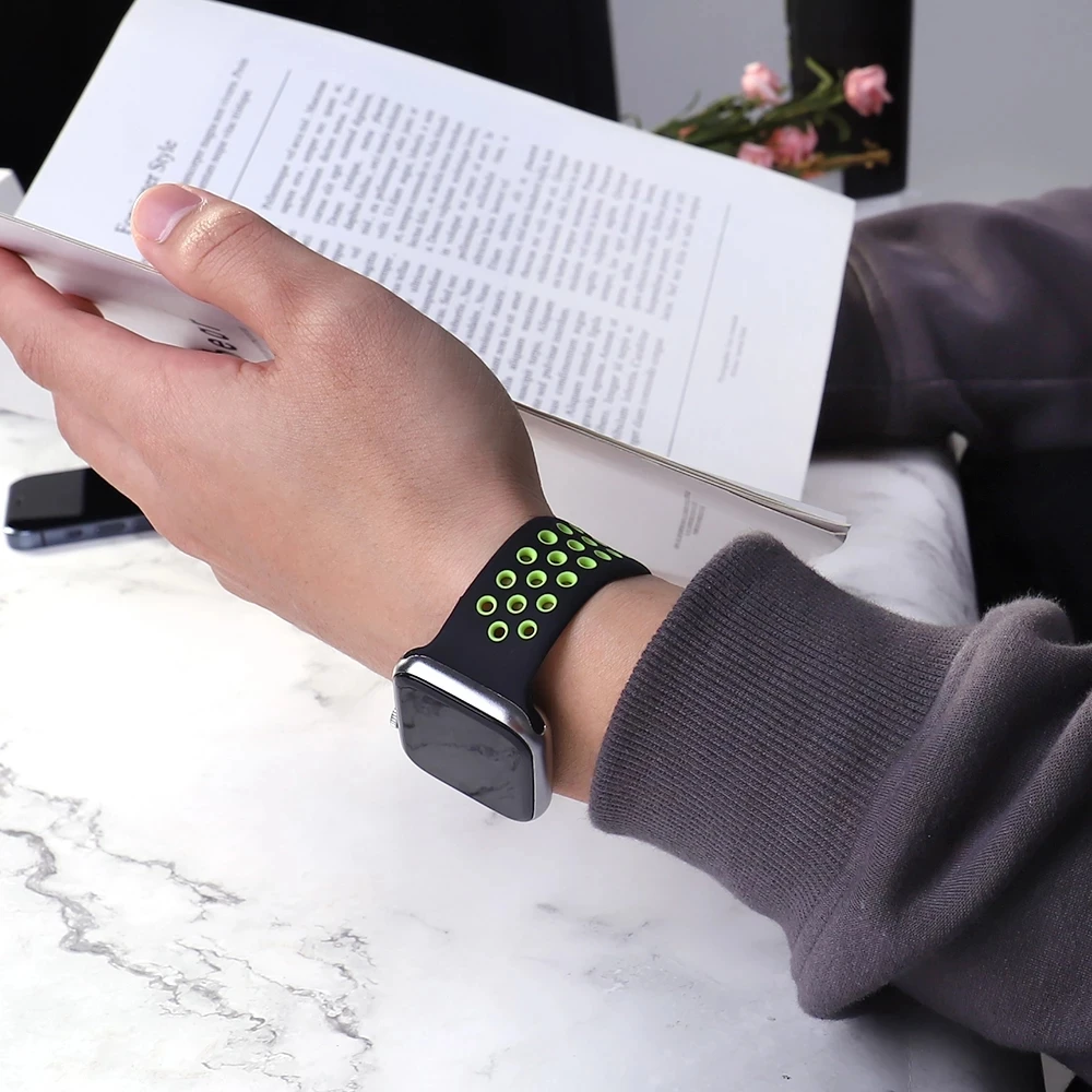 Силиконовый ремешок для apple watch 6/SE/5/4 band 44 мм 40 эластичный браслет iwatch series 3 2 1 42 38