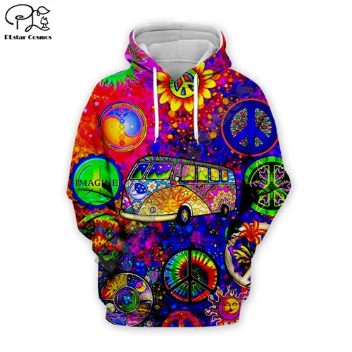 Hoodies Для мужчин и женщин Хиппи хипстер 3D Толстовка Триппи Свитшот Новинка с длинным рукавом с принтом мира на молнии унисекс пуловер Повседневная Уличная одежда 01 - Цвет: Hoodies