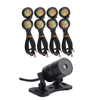 

1Pcs Rear End Car Tail Fog Lamp 12V Led Universal & 8 Pcs 12V 2m Dual Color Switchback 4014 Smd 12 Led Daytime Light