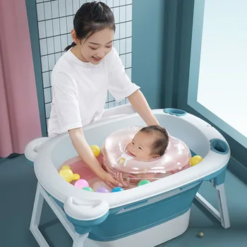 

Children's Bathing Bucket Folding Tub Baby Swimming Tub Newborn Large Bath Barrel Home Baby Bath Tub WF1015