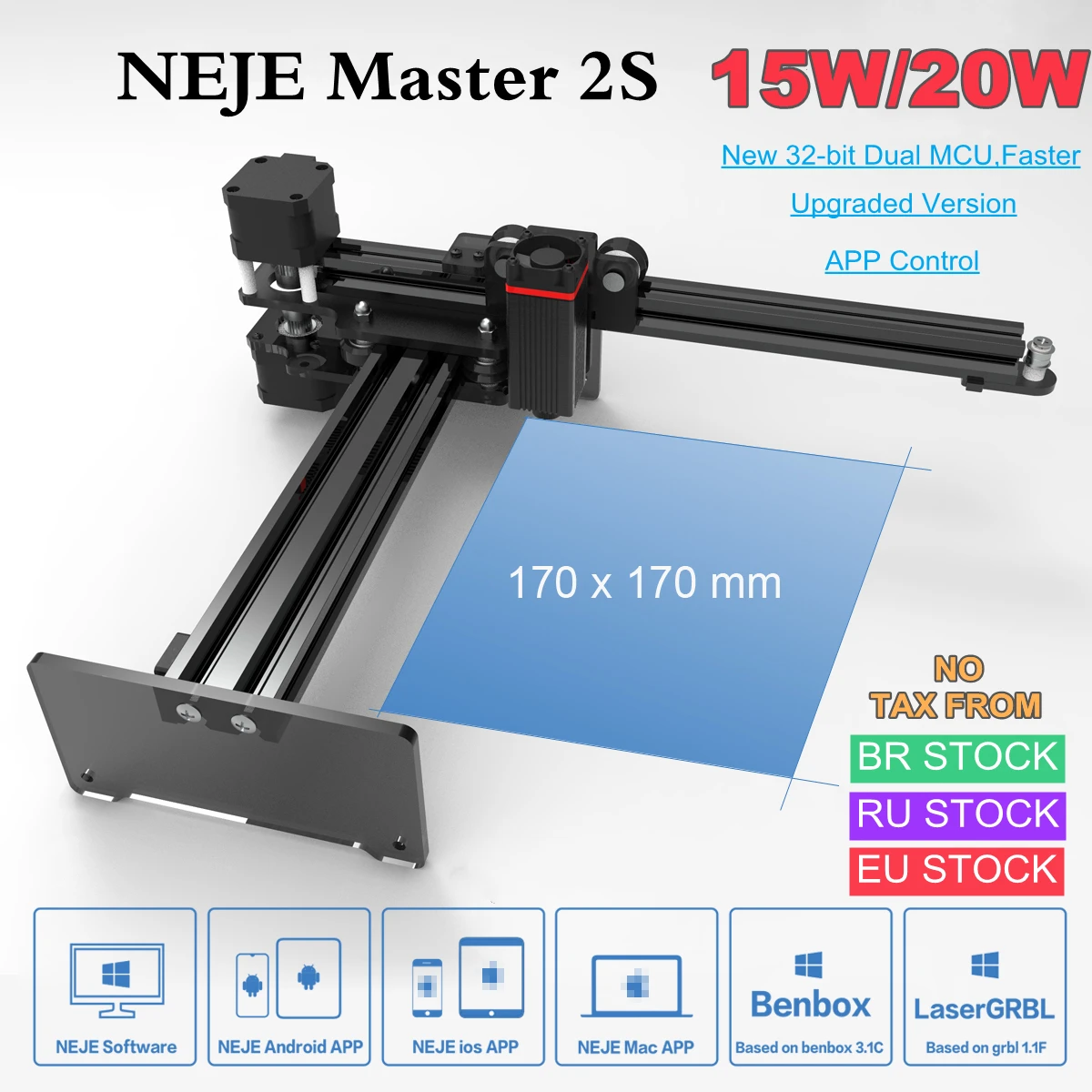 Лазерный гравер NEJE Master 2s N30610 20 Вт станок для гравировки по дереву с ЧПУ лазерный