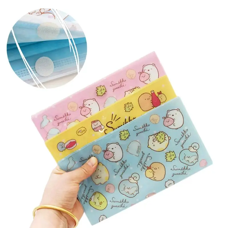 3Pcs Portable Plastic Disposable Face Mask Storage Clips Cartoon Animal Mouth Cover Holder Container Folding Case Organizer