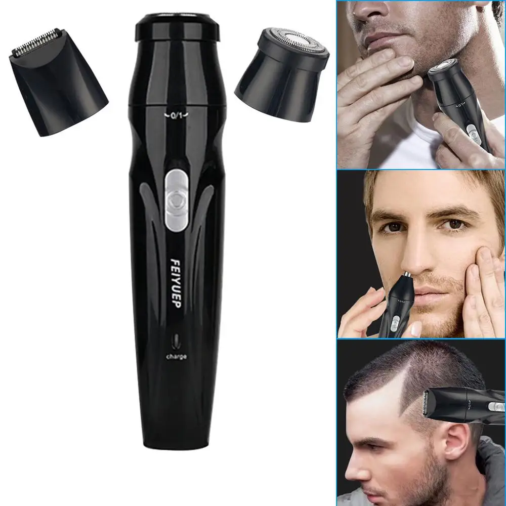 

Multifunctional Hair Beard Trimmer Professional Nose Hair and Beard Clipper for Men 3 in 1 Grooming Kit USB Charge Easy Cleaning