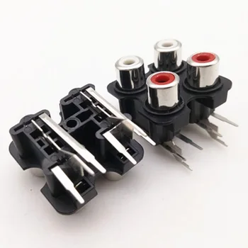 

2pcs 4 hole RCA Female Stereo audio Jack AV Audio input socket Connector Lotus row Amplifier Interface Signal connection