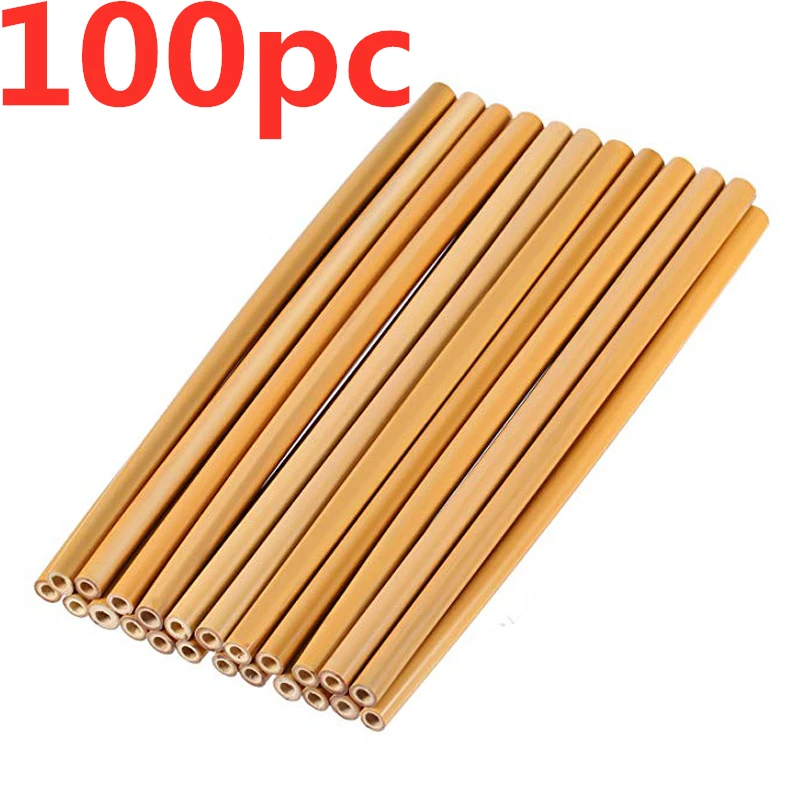 

100Pc/Set 20cm Bamboo Straw Reusable Drinking Straws For Party Birthday Wedding Bar Tool