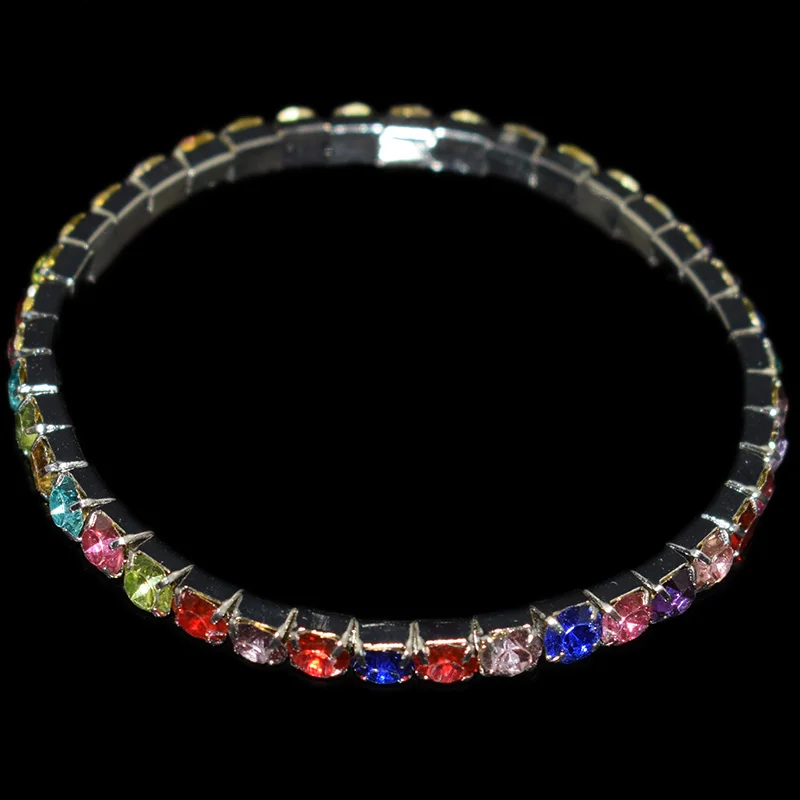 Platinum Plated Red blue white green Rhinestone Crystal Resin Drill Bracelet Party Ladies Wedding Bridal Jewelry Holiday Gift - Metal Color: Platinum Plated