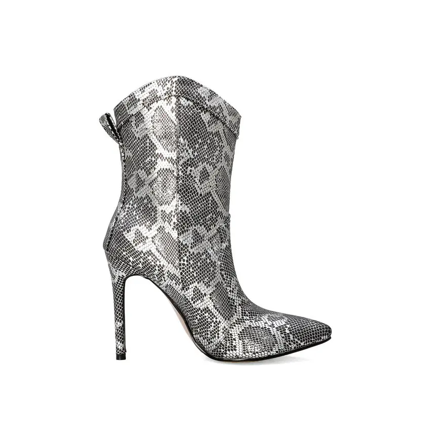 QUTAA/ г. Модная женская обувь из змеиной кожи без застежки пикантные ботильоны на тонком высоком каблуке с острым носком на осень-зиму размеры 34-43