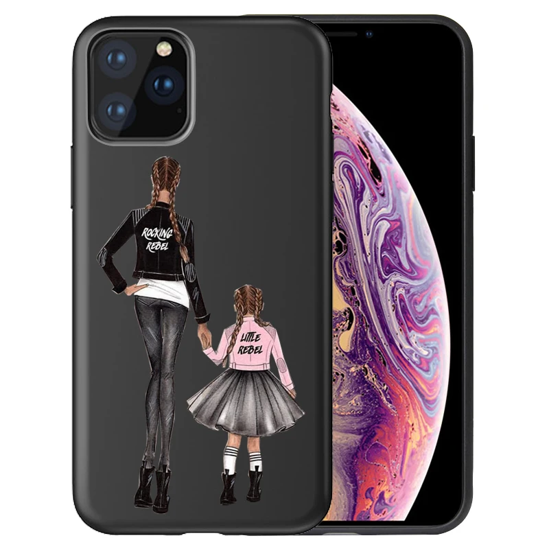 Fashion Super Mom Baby Girl Phone Case For iphone 11 11Pro Max Family Case for Capa iPhone 11 Case Etui