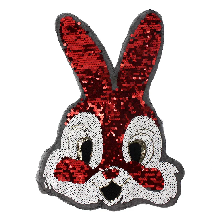 GUGUTREE вышивка блёстки большой кролик животное мультфильм патчи значки аппликации патчи для одежды LLS-19121001