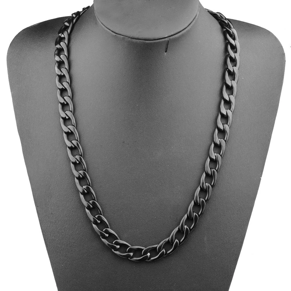 para hombre 316L Acero inoxidable motociclista Figaro cadena collares para hombres negro al por mayor joyería Punk 13mm 16 32 pulgadas|Collares de cadena| AliExpress