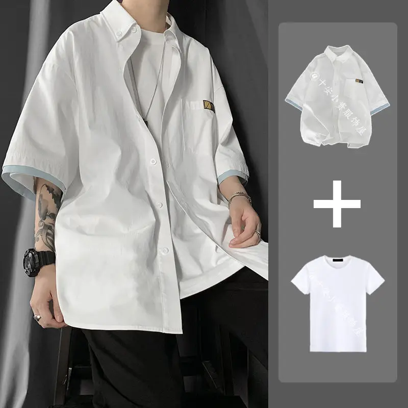 Short sleeve shirt men's Korean version loose and versatile trend casual half sleeve shirt coat summer handsome students dress