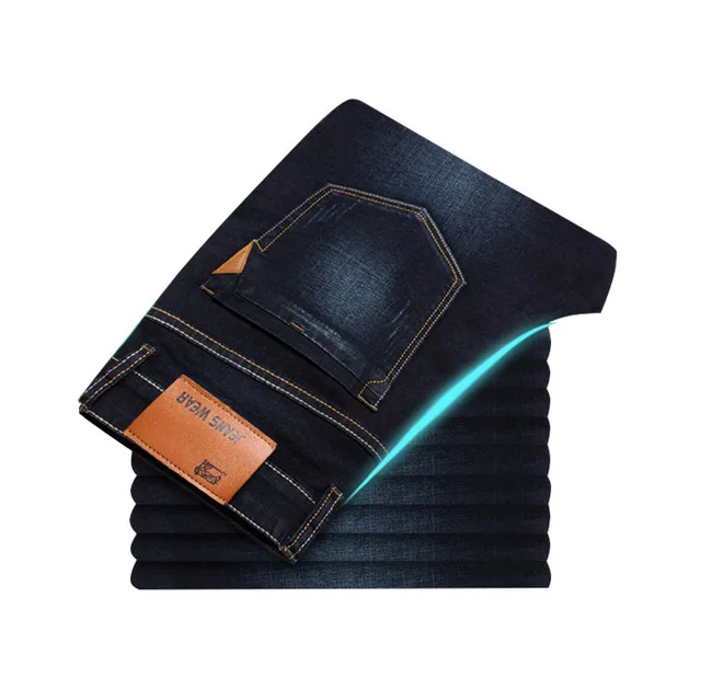 black blue Новинка, мужские джинсы в классическом стиле, деловые повседневные Стрейчевые узкие джинсы, светильник, синие, черные, Брендовые мужские брюки - Цвет: black blue