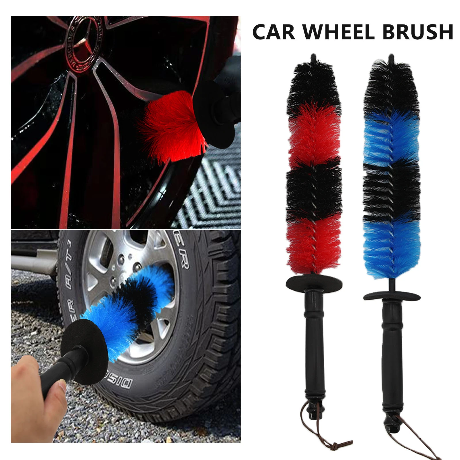 Car Wheel Brush 17Inch Long Easy Reach Tire Rim Detailing Brush