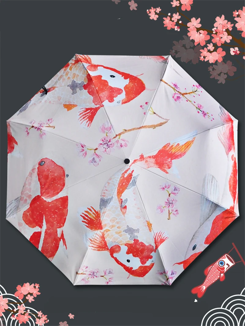 Creative Japanese Style Anime Fish Printed Cosplay Prop Sun Rain Folding Umbrella Sunshade for Boy Girl Gift 1pcs | Тематическая