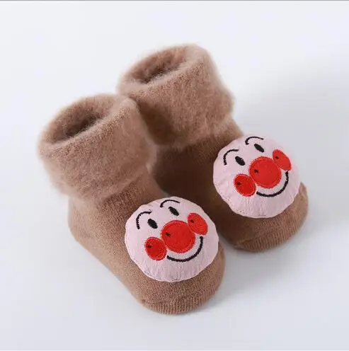 Новые зимние плотные носки для малышей; милые мягкие Нескользящие пластиковые носки для новорожденных - Цвет: as show