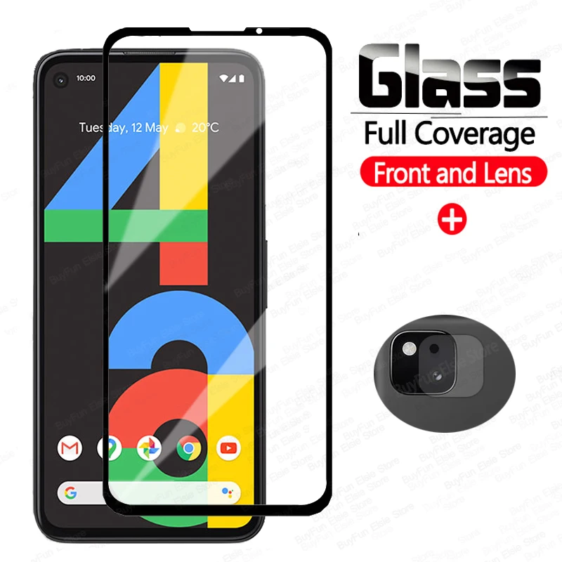 2 в 1 закаленное стекло для Google Pixel 4a Защитная пленка экрана 4 a полное покрытие