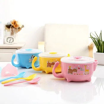 

410ML children's stainless steel water injection insulation bowl baby tableware hot and cold insulation dual-use baby insulation