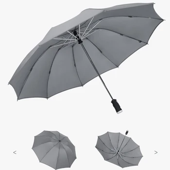 

Folding Umbrella Rainproof Travel Safety Portable With LED Light Windproof Auto Open Close Night Reflective Gift Aluminum Alloy